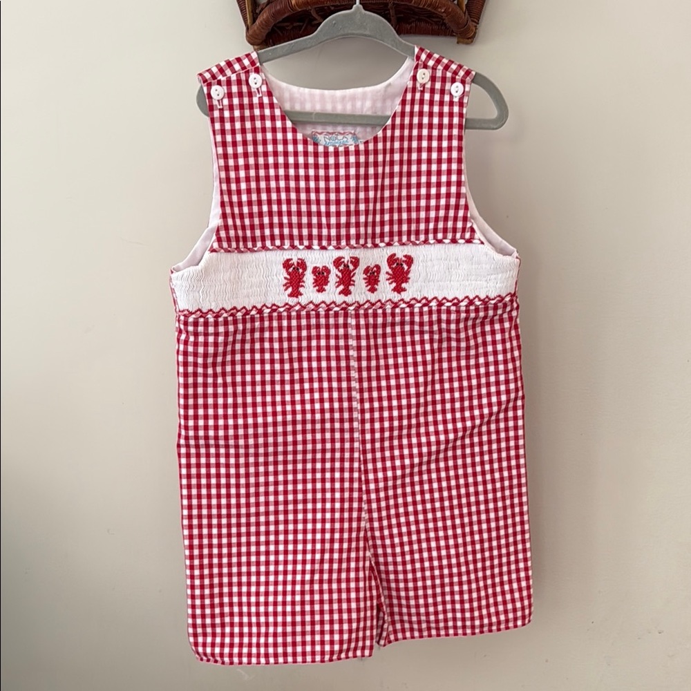 Red Gingham Jon Jon with Lobster Smock 🦞